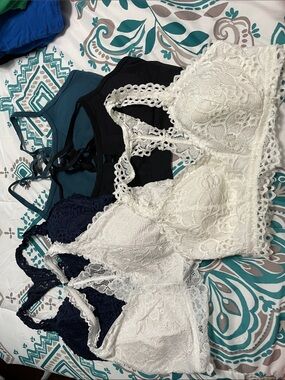 Maurices Lace Bralette Set in White, Navy, Teal, and Black